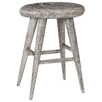 Smoothed Counter Stool, Chamcha Wood, Gray Stone, Oval