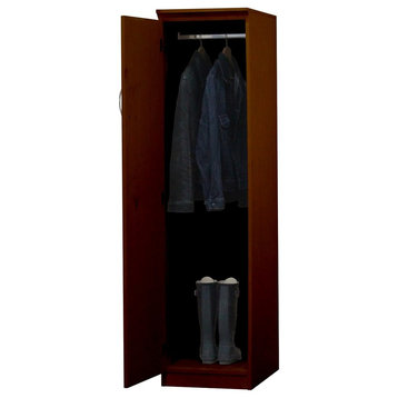 Flat Iron Slim Wardrobe, Left, 24x18x72, Natural Teak