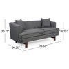 Sparks Mid-Century Modern Upholstered 3 Seater Sofa, Charcoal/Espresso