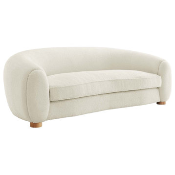 Abundant Boucle Upholstered Fabric Sofa, Ivory