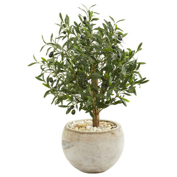 31" Olive Artificial Tree in Bowl Planter