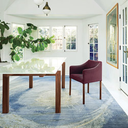 Lotus Pale wool rug with silk accents - Area Rugs