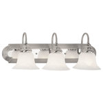 Livex Lighting - Belmont Bath Light, Brushed Nickel and Chrome Insert - The Belmont bath bracket with polished chrome accents & sweeping brushed nickel arcs framing elegant, alabaster swirl glass.  The Belmont collection is warm and traditional and will easily become the focal point of your special room.