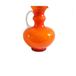 EMPOLI ORANGE TWO-TONE WIDE PITCHER - Vases