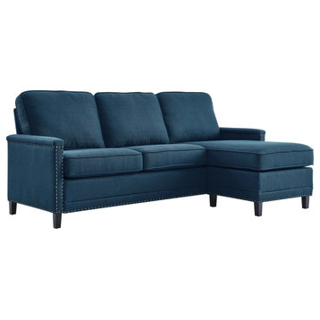 Tonnie Azure Upholstered Fabric Sectional Sofa