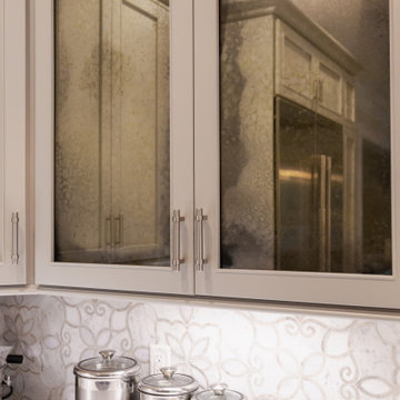 Antiqued mirrored doors