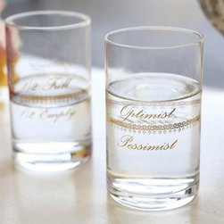 Optimist Pessimist Drinking Glass - Everyday Glasses