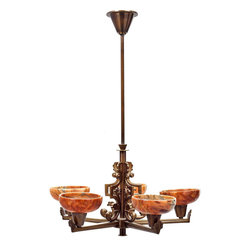 Danish Alabaster Shade Five-Light Chandelier - Products
