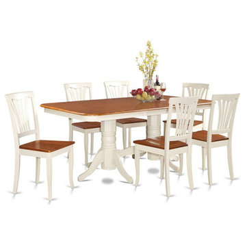 East West Furniture Napoleon 7-piece Wood Dining Table Set in Buttermilk/Cherry