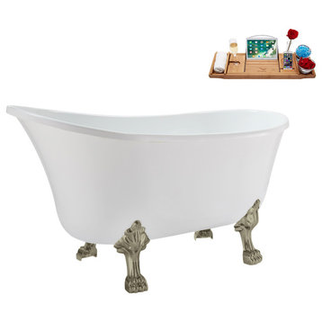 51'' Streamline N373BNK-IN-PNK Soaking Clawfoot Tub and Tray with Internal Drain