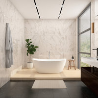 CastelloUSA Manhattan Solid Surface Stone Resin Freestanding Tub, White, 59"