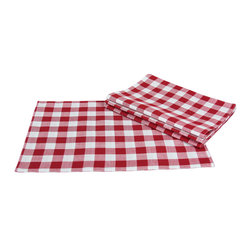 Xia Home Fashions - Gingham Check Placemats, 13"x19" Red, Set of 4 - Placemats