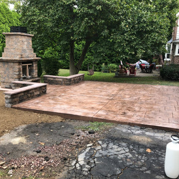 Stamped Concrete Patio and Fireplace