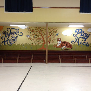 Urban School motto painted with Genentech and Google Volunteers