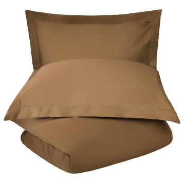 Luxury Cotton Blend Duvet Cover and Pillow Shams, Taupe, King/California King