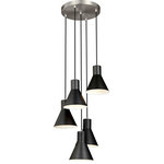 Sea Gull Lighting - Sea Gull Lighting 5141305-962 Towner - 60W Five Light Cluster Pendant - The Towner lighting collection by Sea Gull LightinTowner 60W Five Ligh Brushed Nickel Black *UL Approved: YES Energy Star Qualified: n/a ADA Certified: YES  *Number of Lights: Lamp: 5-*Wattage:60w A19 Medium Base bulb(s) *Bulb Included:No *Bulb Type:A19 Medium Base *Finish Type:Brushed Nickel