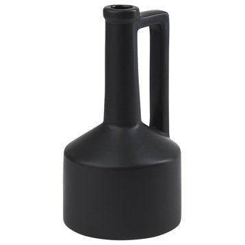 Burton 10.8H Small Matte Black Ceramic Jug Vase