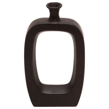 Ceramic 14" Vase With Cutout, Black