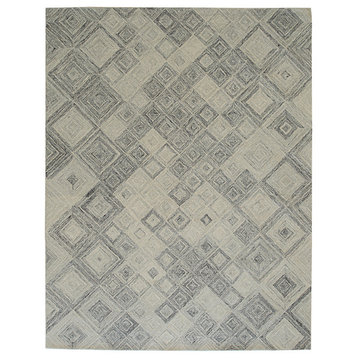 EORC Multi Gray Hand-Tufted Wool Tufted Rug 7'6 x 9'6