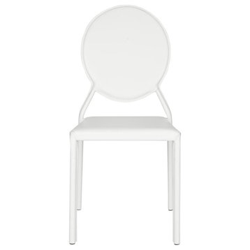 Racey 37''h Round Back Leather Side Chair White