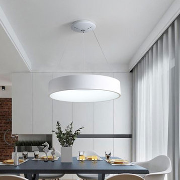 MIRODEMI® Champery | Minimalistic White Chandelier in the Shape of Circle, White, Dia17.7xh3.9+59.1", Trichromatic Light