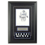 Heritage Sports Art - Original Art of the MLB 1935 Detroit Tigers Uniform - This beautifully framed piece features an original piece of watercolor artwork glass-framed in an attractive two inch wide black resin frame with a double mat. The outer dimensions of the framed piece are approximately 17" wide x 24.5" high, although the exact size will vary according to the size of the original piece of art. At the core of the framed piece is the actual piece of original artwork as painted by the artist on textured 100% rag, water-marked watercolor paper. In many cases the original artwork has handwritten notes in pencil from the artist. Simply put, this is beautiful, one-of-a-kind artwork. The outer mat is a rich textured black acid-free mat with a decorative inset white v-groove, while the inner mat is a complimentary colored acid-free mat reflecting one of the team's primary colors. The image of this framed piece shows the mat color that we use (Medium Blue). Beneath the artwork is a silver plate with black text describing the original artwork. The text for this piece will read: This original, one-of-a-kind watercolor painting of the 1935 Detroit Tigers uniform is the original artwork that was used in the creation of this Detroit Tigers uniform evolution print and tens of thousands of other Detroit Tigers products that have been sold across North America. This original piece of art was painted by artist Bill Band for Maple Leaf Productions Ltd. 1935 was a World Series winning season for the Detroit Tigers. Beneath the silver plate is a 3" x 9" reproduction of a well known, best-selling print that celebrates the history of the team. The print beautifully illustrates the chronological evolution of the team's uniform and shows you how the original art was used in the creation of this print. If you look closely, you will see that the print features the actual artwork being offered for sale. The piece is framed with an extremely high quality framing glass. We have used this glass style for many years with excellent results. We package every piece very carefully in a double layer of bubble wrap and a rigid double-wall cardboard package to avoid breakage at any point during the shipping process, but if damage does occur, we will gladly repair, replace or refund. Please note that all of our products come with a 90 day 100% satisfaction guarantee. Each framed piece also comes with a two page letter signed by Scott Sillcox describing the history behind the art. If there was an extra-special story about your piece of art, that story will be included in the letter. When you receive your framed piece, you should find the letter lightly attached to the front of the framed piece. If you have any questions, at any time, about the actual artwork or about any of the artist's handwritten notes on the artwork, I would love to tell you about them. After placing your order, please click the "Contact Seller" button to message me and I will tell you everything I can about your original piece of art. The artists and I spent well over ten years of our lives creating these pieces of original artwork, and in many cases there are stories I can tell you about your actual piece of artwork that might add an extra element of interest in your one-of-a-kind purchase.