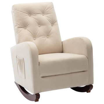 TATEUS  Glider Rocker Armchair  for Nursery, Living Room, Bedroom, Beige