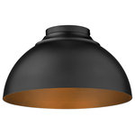 Golden Lighting - Zoey Flush Mount, Matte Black With Black - The Zoey Collection is proof that simple can be beautiful. This elegantly utilitarian series has the chic versatility to enhance the style of a variety of spaces. The smooth lines of this minimalist design pair well with transitional to modern d�cors. The cleanness of the contemporary look gives the fixtures a slightly industrial feel. Zoey is offered in a number of sizes with a combination of shade and finish options available. The color of the shade?s interior consistently matches the shade?s exterior finish. The silhouette of the metal shade is a modern update to the classic dome shape. This Flush Mount is perfect for bathrooms, hallways, and kitchens.