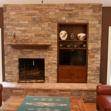 Dry Stack Stone Veneer Fireplace