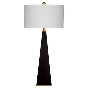 Modern Glam Resin Table Lamp Glossy Black Finish