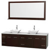 Double Bathroom Vanity, Espresso, Countertop, Sinks, 70" Mirror, 80"