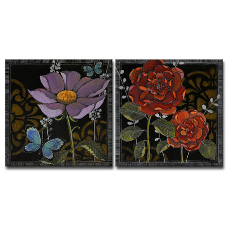 Ready2HangArt 2 Piece Wall Art Set ' Gilt Slate Flora I/II' by Hope Hansen, 2-Pi