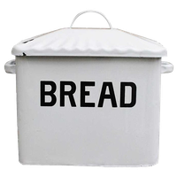 Distressed White Enamel Metal Bread Box