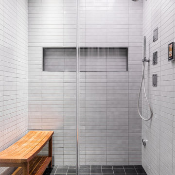 Stand up Shower featuring Kohler Shower Panel, Jets, Handshower and Speakers