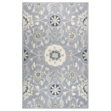 Rizzy Home Resonant RS915A Gray Floral Area Rug, 2'6"x8' Runner