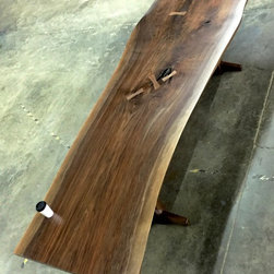 Large claro walnut slab dining table in Nakashima style - Dining Tables