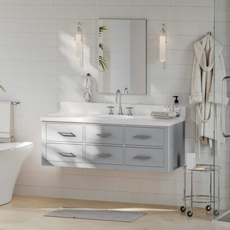 Ariel Hutton 55" Oval Sink Vanity, 1.5" White Quartz