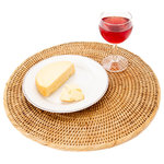 Artifacts Trading Company - Artifacts Rattan Round Placemat, Honey Brown, Large - Our handwoven rattan round placemats offer a great way to both decorate and protect your table.