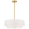 Aged Brass Transitional Pendant, White Shade