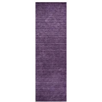 Technique 2'6" x 8' Solid Purple Hand Loomed Area Rug