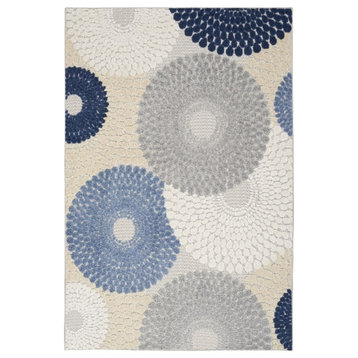 Nourison Aloha 63" x 89" Polypropylene Fabric Rug in Blue/Gray Finish