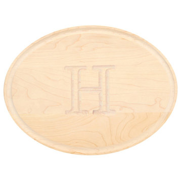 BigWood Boards Oval Monogram Maple Cheese Board, H
