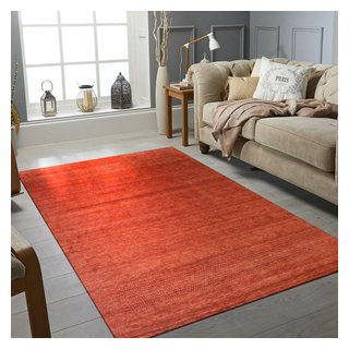 Handmade Wool Red Transitional Solid Lori Baft Rug, 4'x6 ...