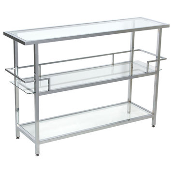 Portico Modern 3-Tier Metal and Glass Bar Unit for Liquor or Wine Storage