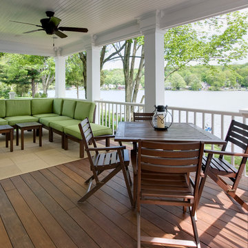 Covered Porch With Ipe Decking and Trex Transcend Railing