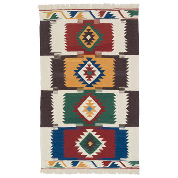 New Handwoven Turkish Kilim Rug 3' 11" x 6' 4", 47 in. x 76 in.