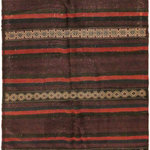 Bareens Designer Rugs - Authentic 1950 Vintage Antique Hand Woven Kilim Runner - Antique kilim made in Uzbekistan with all vegetable dyes and 100% wool in 1950s. This gorgeous antique rug has been hand-woven by skilled artisans. Made in a rich color pallet the rug shows some normal wear. Featuring an old Uzbekistan design, this gorgeous piece of history is sure to make a statement in any decor. Hand-woven by skilled weavers using pure wool in traditional and geometrical pattern, this one of a kind kilim rugs features timeless designs, motifs and colors, kilim rugs have universal appeal, transcending cultural and educational barriers.