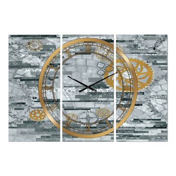 Modern Gold Timetable Ii Glam Multipanel Metal Clock