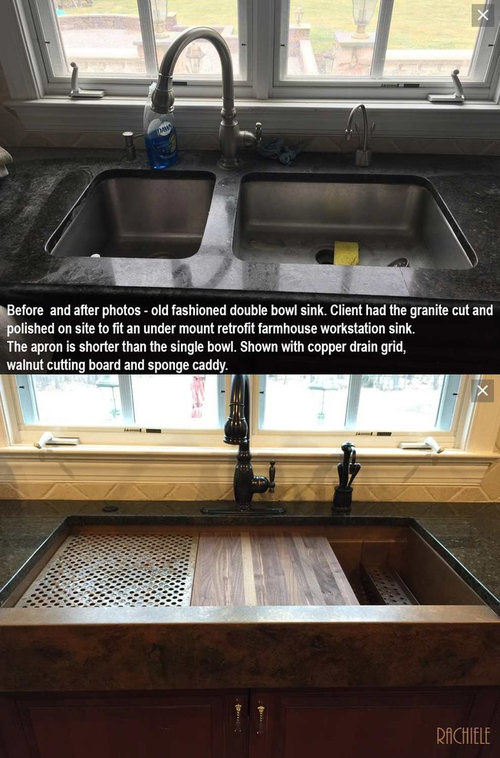 Before and after retrofit custom sink