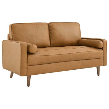 Modway Valour Modern Style Leather and Dense Foam Loveseat in Tan Finish